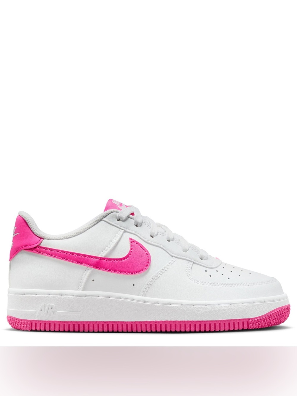 Nike AIR FORCE 1 WHITE/LASER FUCHSIA kids size 8 C lace up Velcro sneakers - Picture 5 of 14